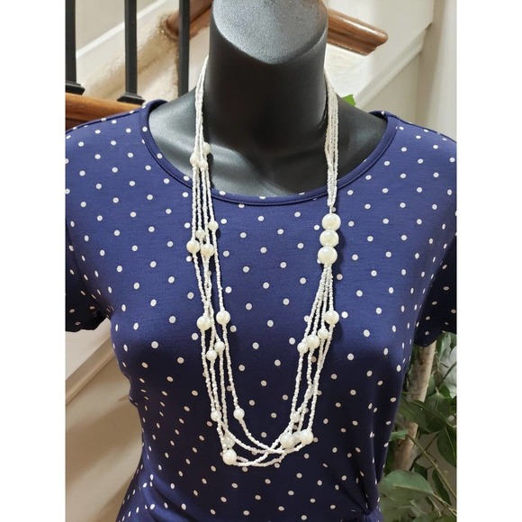 Old Navy Women Blue Polka Dots Round Neck Short Sleeve Knee Length Dress Sz XS P - Picture 2 of 9